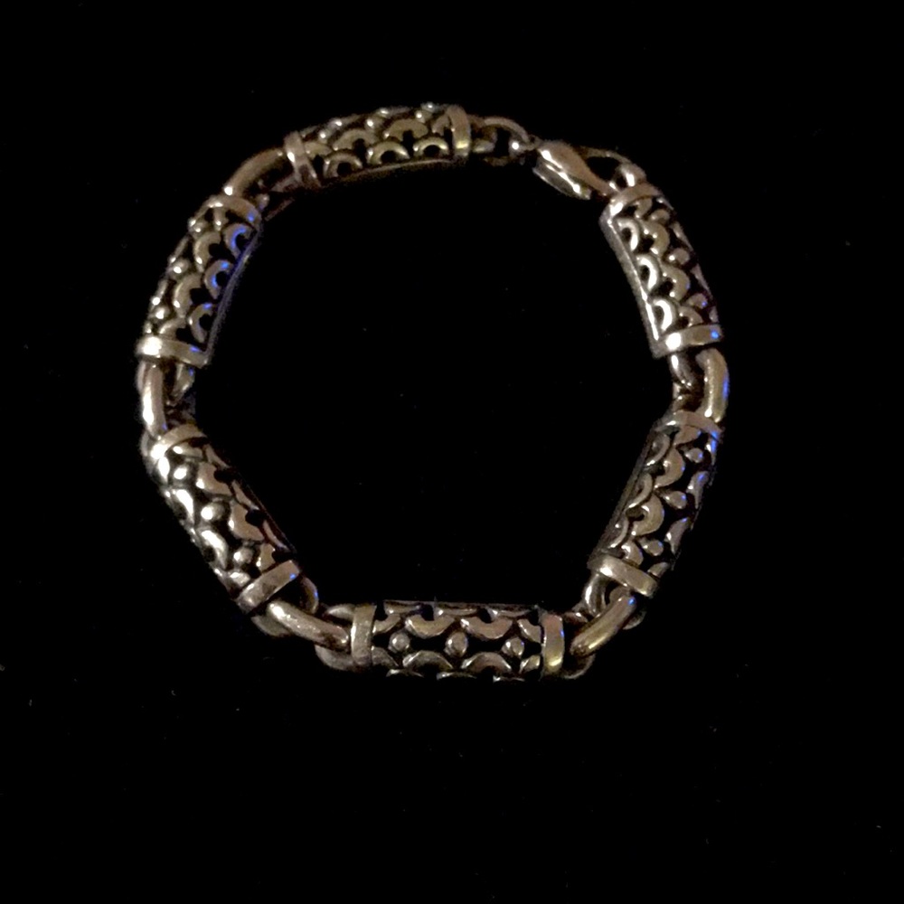 🟠 James Avery Retired Open Carved Scroll Link Bracelet - 925 Sterling Silver